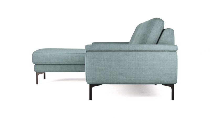 Ecksofa Anna - Longchair links mit 2,5-Sitzer, Relaxfunktion,Sitzvorzug motorisch, Stoff, Aqua