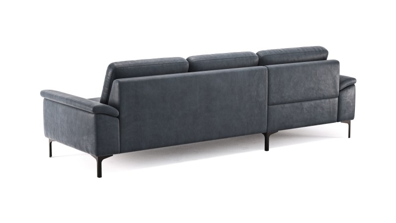 Ecksofa Anna - Longchair links mit 2,5-Sitzer, Relaxfunktion,Sitzvorzug motorisch, Stoff, Stahl