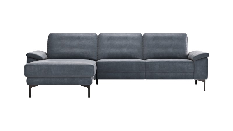 Ecksofa Anna - Longchair links mit 2,5-Sitzer, Relaxfunktion,Sitzvorzug motorisch, Stoff, Stahl