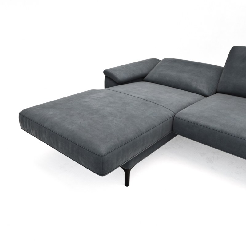 Ecksofa Anna - Longchair links mit 2,5-Sitzer, Relaxfunktion,Sitzvorzug motorisch, Stoff, Stahl