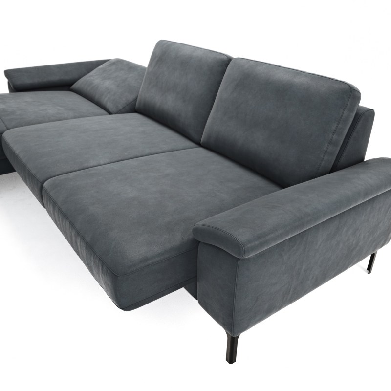 Ecksofa Anna - Longchair links mit 2,5-Sitzer, Relaxfunktion,Sitzvorzug motorisch, Stoff, Stahl