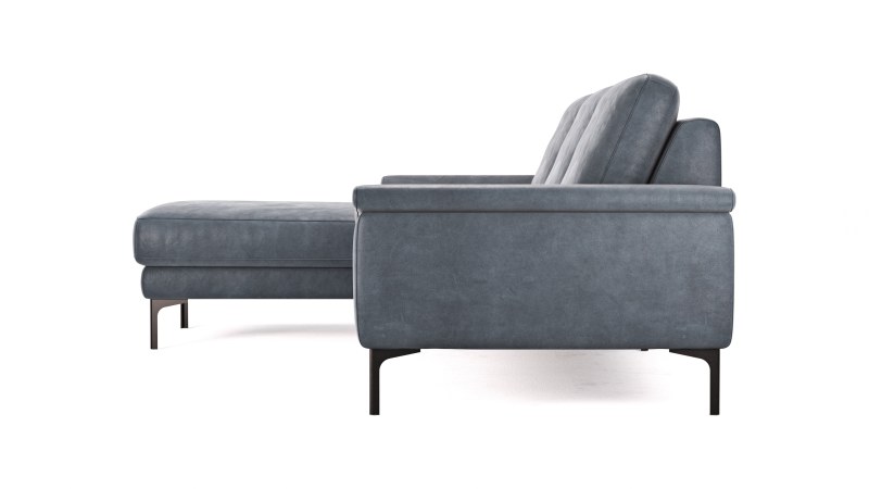 Ecksofa Anna - Longchair links mit 2,5-Sitzer, Relaxfunktion,Sitzvorzug motorisch, Stoff, Stahl