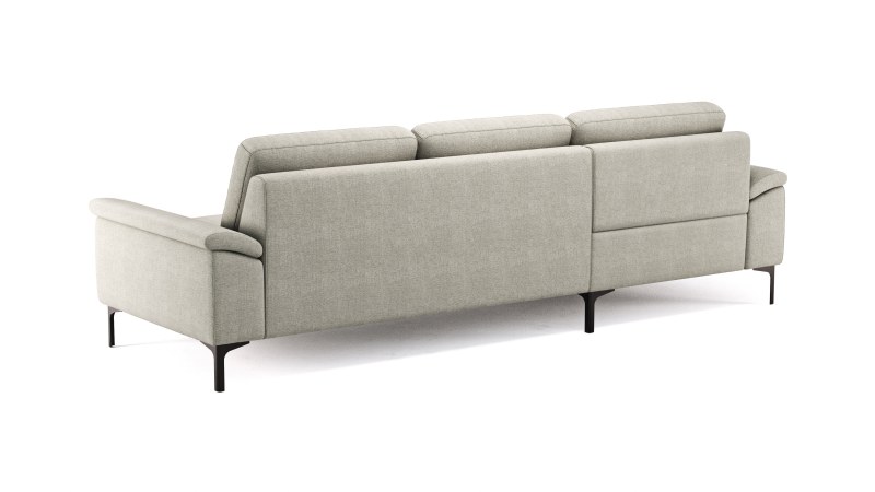 Ecksofa Anna - Longchair links mit 2,5-Sitzer, Relaxfunktion,Sitzvorzug motorisch, Stoff, Beige