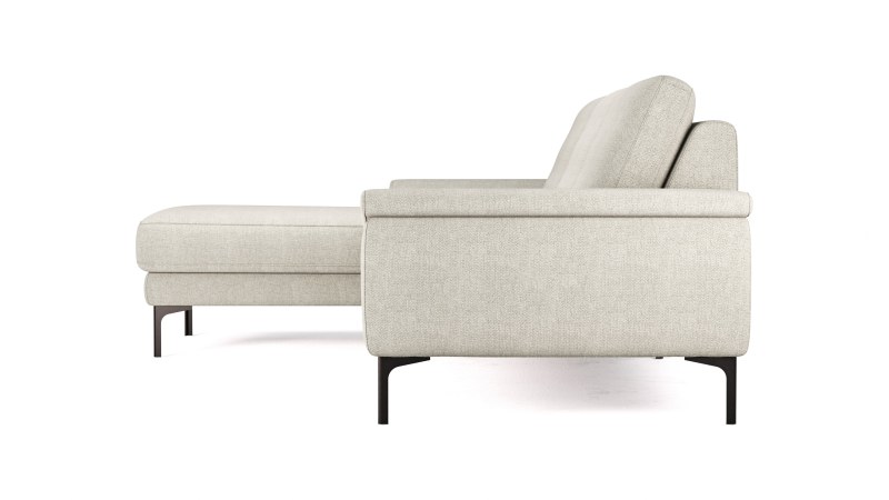 Ecksofa Anna - Longchair links mit 2,5-Sitzer, Relaxfunktion,Sitzvorzug motorisch, Stoff, Beige