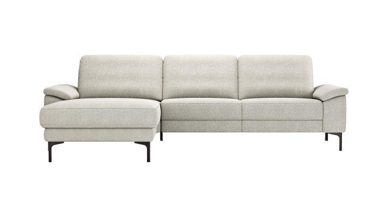 Ecksofa Anna - Longchair links mit 2,5-Sitzer, Relaxfunktion,Sitzvorzug motorisch, Stoff, Beige