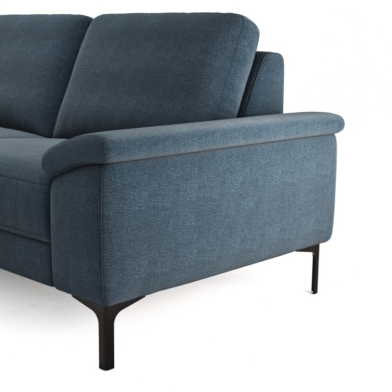 Ecksofa Anna - Longchair links mit 2,5-Sitzer, Relaxfunktion,Sitzvorzug motorisch, Stoff, Indigo