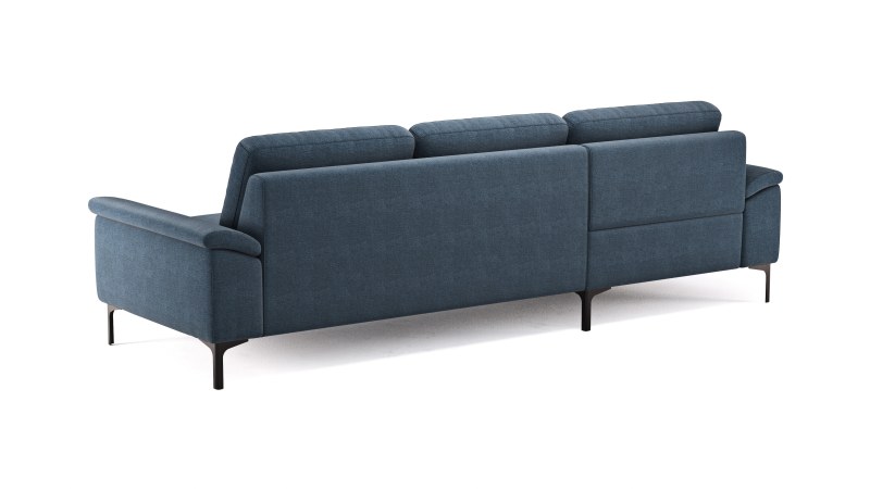 Ecksofa Anna - Longchair links mit 2,5-Sitzer, Relaxfunktion,Sitzvorzug motorisch, Stoff, Indigo