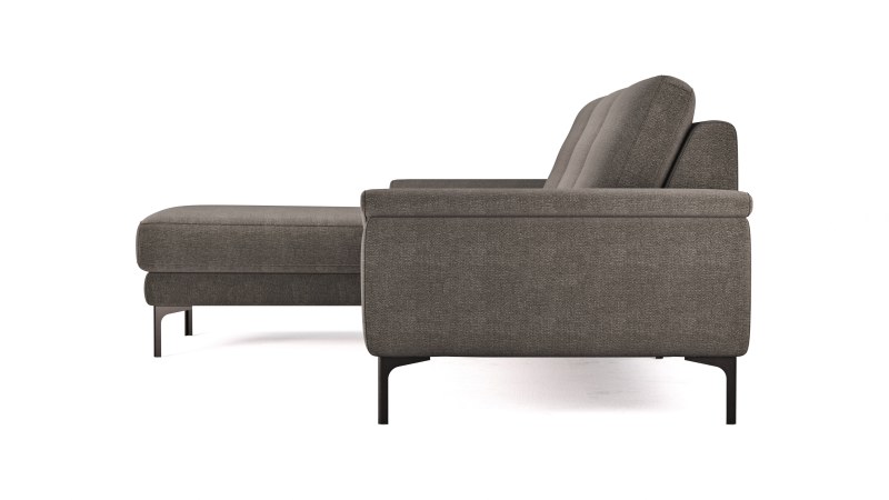 Ecksofa Anna - Longchair links mit 2,5-Sitzer, Relaxfunktion,Sitzvorzug motorisch, Stoff, Dunkelbraun