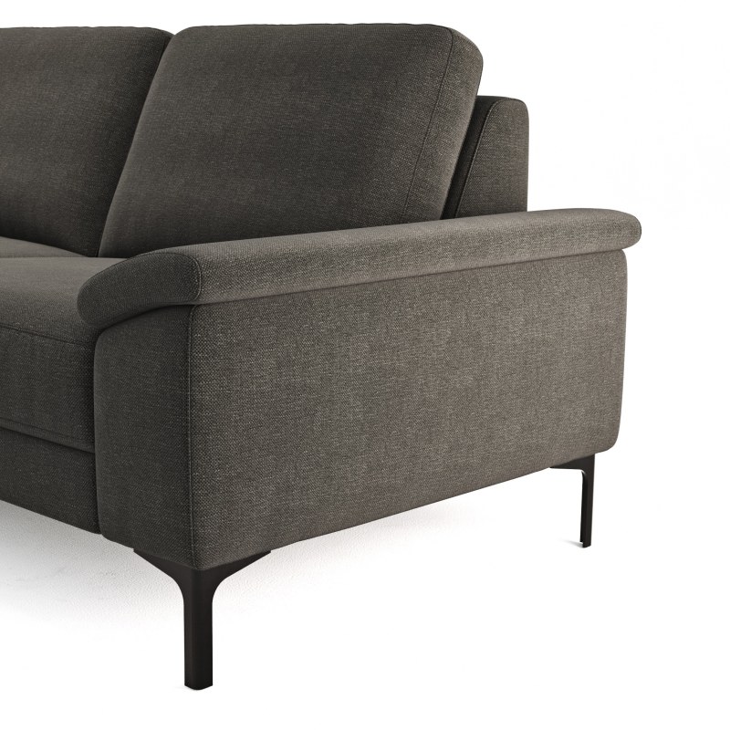 Ecksofa Anna - Longchair links mit 2,5-Sitzer, Relaxfunktion,Sitzvorzug motorisch, Stoff, Dunkelbraun