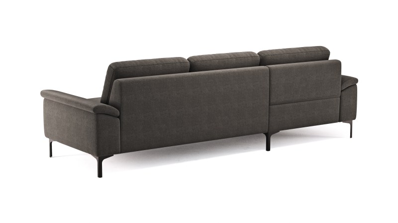 Ecksofa Anna - Longchair links mit 2,5-Sitzer, Relaxfunktion,Sitzvorzug motorisch, Stoff, Dunkelbraun