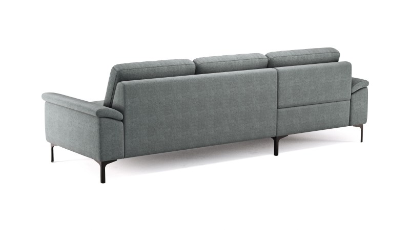 Ecksofa Anna - Longchair links mit 2,5-Sitzer, Relaxfunktion,Sitzvorzug motorisch, Stoff, Grau