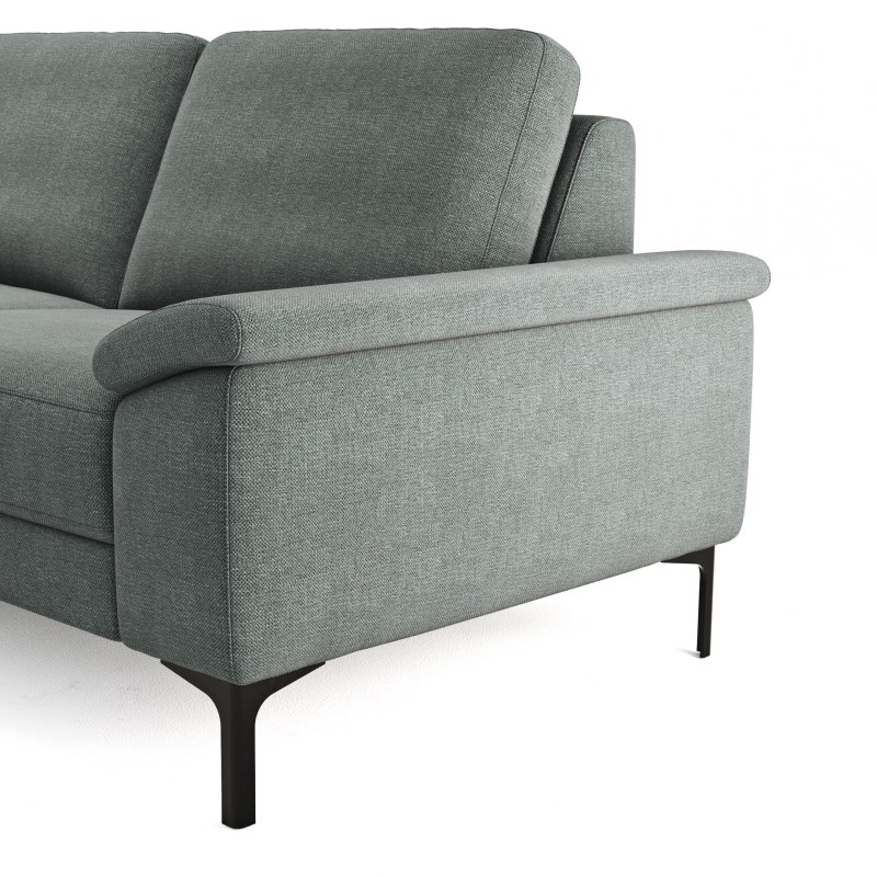 Ecksofa Anna - Longchair links mit 2,5-Sitzer, Relaxfunktion,Sitzvorzug motorisch, Stoff, Grau