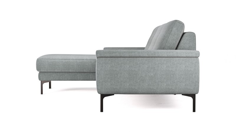 Ecksofa Anna - Longchair links mit 2,5-Sitzer, Relaxfunktion,Sitzvorzug motorisch, Stoff, Grau