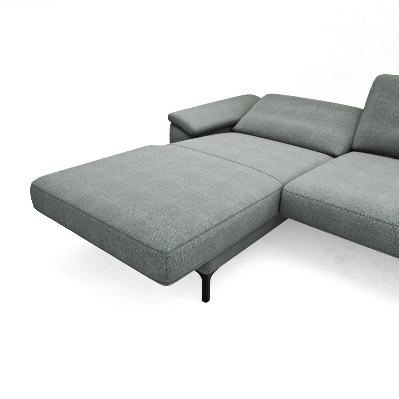 Ecksofa Anna - Longchair links mit 2,5-Sitzer, Relaxfunktion,Sitzvorzug motorisch, Stoff, Grau