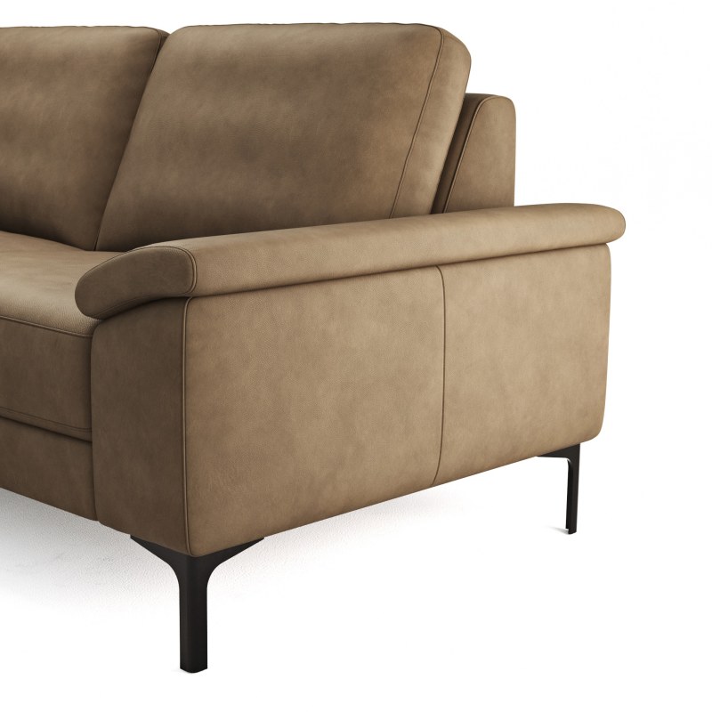Ecksofa Anna - Longchair links mit 2,5-Sitzer, Relaxfunktion,Sitzvorzug motorisch, Leder, Cognac