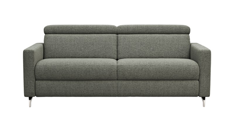 Sofa Paulina - 2,5-Sitzer, Kopfteil verstellbar, Stoff, Khaki