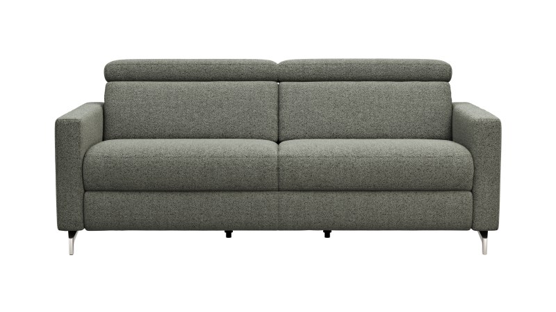 Sofa Paulina - 2,5-Sitzer, Kopfteil verstellbar, Sitzvorzug motorisch, Stoff, Khaki