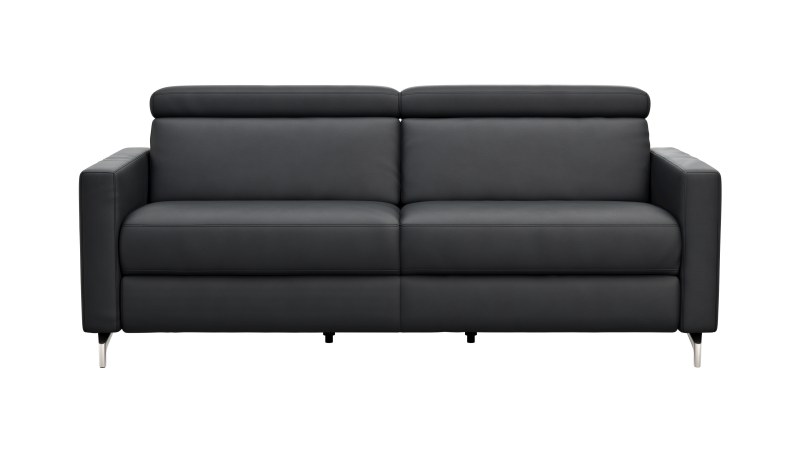Sofa Paulina - 2,5-Sitzer, Kopfteil verstellbar, Sitzvorzug motorisch, Leder, Schwarz