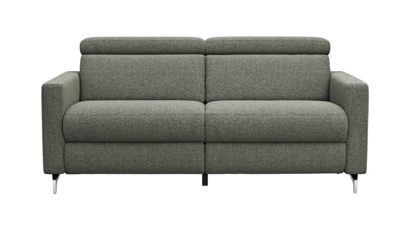 Sofa Paulina - 2-Sitzer, Kopfteil verstellbar, Relaxfunktion motorisch, Stoff, Khaki