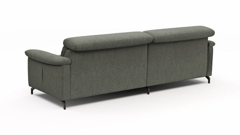 Ecksofa Paulina - Longchair links mit 1-Sitzer, Kopfteil verstellbar, Stoff, Khaki