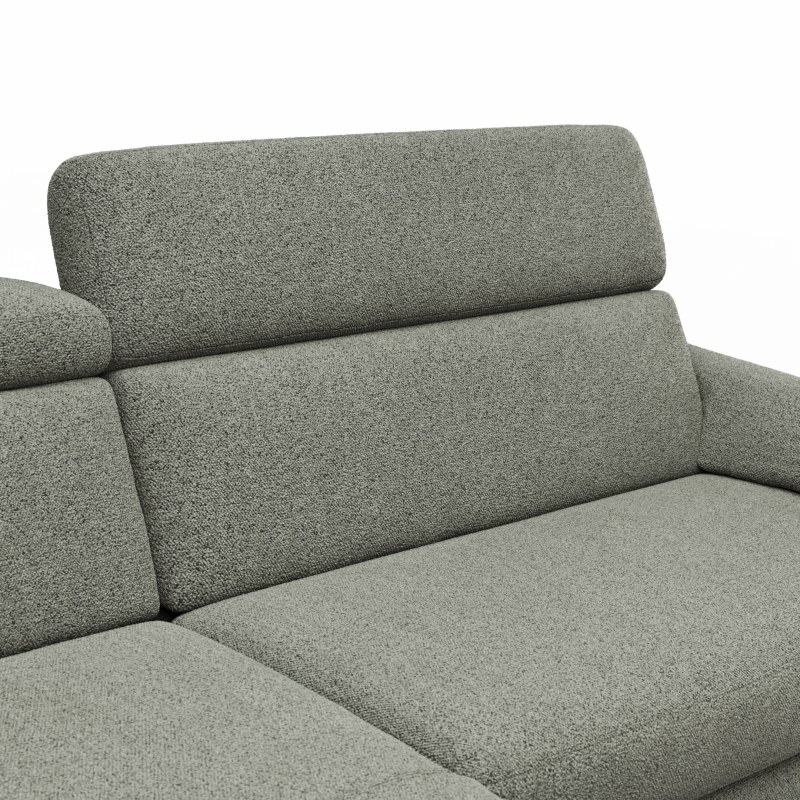 Ecksofa Paulina - Longchair links mit 1-Sitzer, Kopfteil verstellbar, Stoff, Khaki