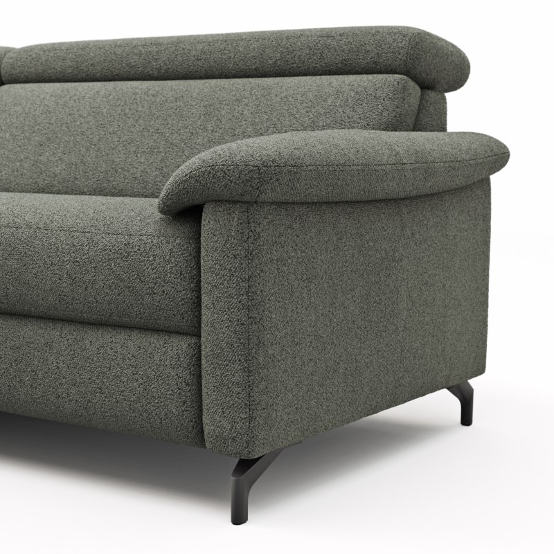 Ecksofa Paulina - Longchair links mit 1-Sitzer, Kopfteil verstellbar, Stoff, Khaki