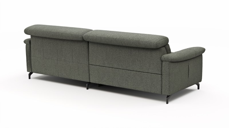Ecksofa Paulina - 1-Sitzer mit Longchair rechts, Kopfteil verstellbar motorisch, TV-Funktion motorisch, Stoff, Khaki