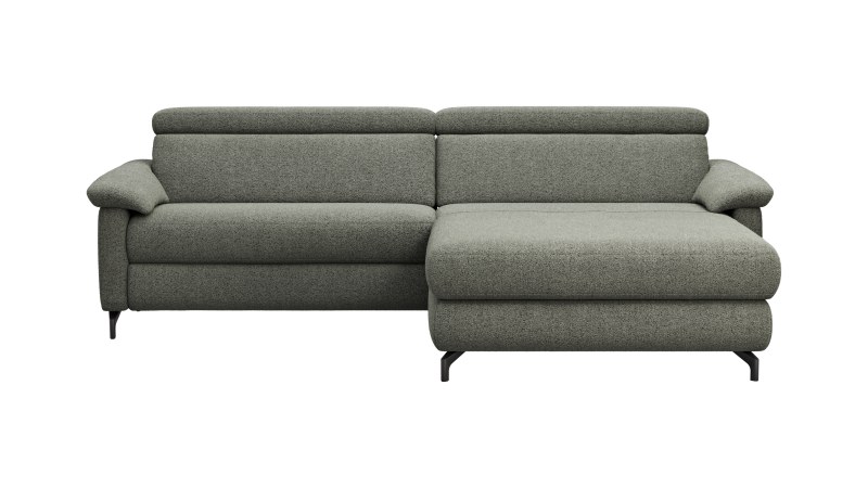 Ecksofa Paulina - 1-Sitzer mit Longchair rechts, Kopfteil verstellbar motorisch, TV-Funktion motorisch, Stoff, Khaki