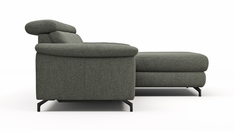 Ecksofa Paulina - 1-Sitzer mit Longchair rechts, Kopfteil verstellbar motorisch, TV-Funktion motorisch, Stoff, Khaki