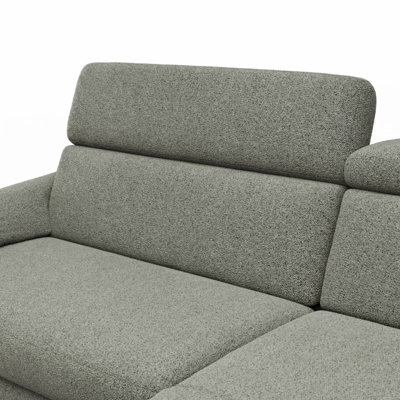Ecksofa Paulina - 1-Sitzer mit Longchair rechts, Kopfteil verstellbar motorisch, TV-Funktion motorisch, Stoff, Khaki
