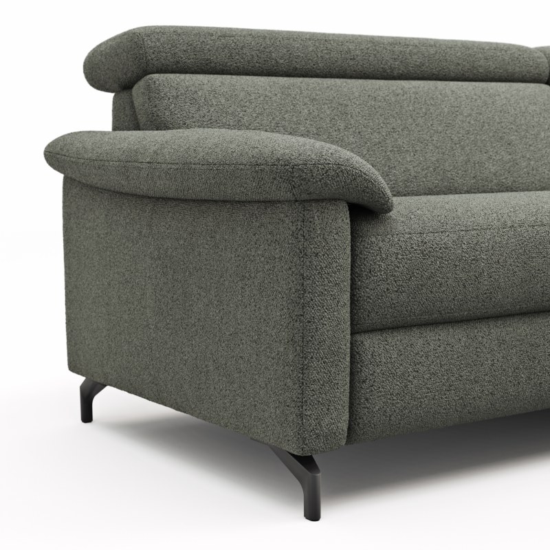 Ecksofa Paulina - 1-Sitzer mit Longchair rechts, Kopfteil verstellbar motorisch, TV-Funktion motorisch, Stoff, Khaki