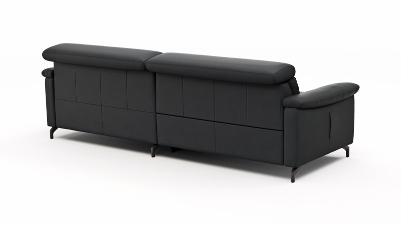 Ecksofa Paulina - 1-Sitzer mit Longchair rechts, Kopfteil verstellbar motorisch, TV-Funktion motorisch, Leder, Schwaz