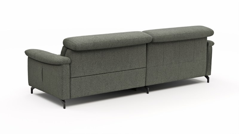 Ecksofa Paulina - Longchair links und 1-Sitzer, Kopfteil verstellbar motorisch, TV-Funktion motorisch, Stoff, Khaki