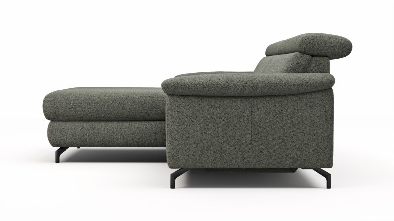 Ecksofa Paulina - Longchair links und 1-Sitzer, Kopfteil verstellbar motorisch, TV-Funktion motorisch, Stoff, Khaki