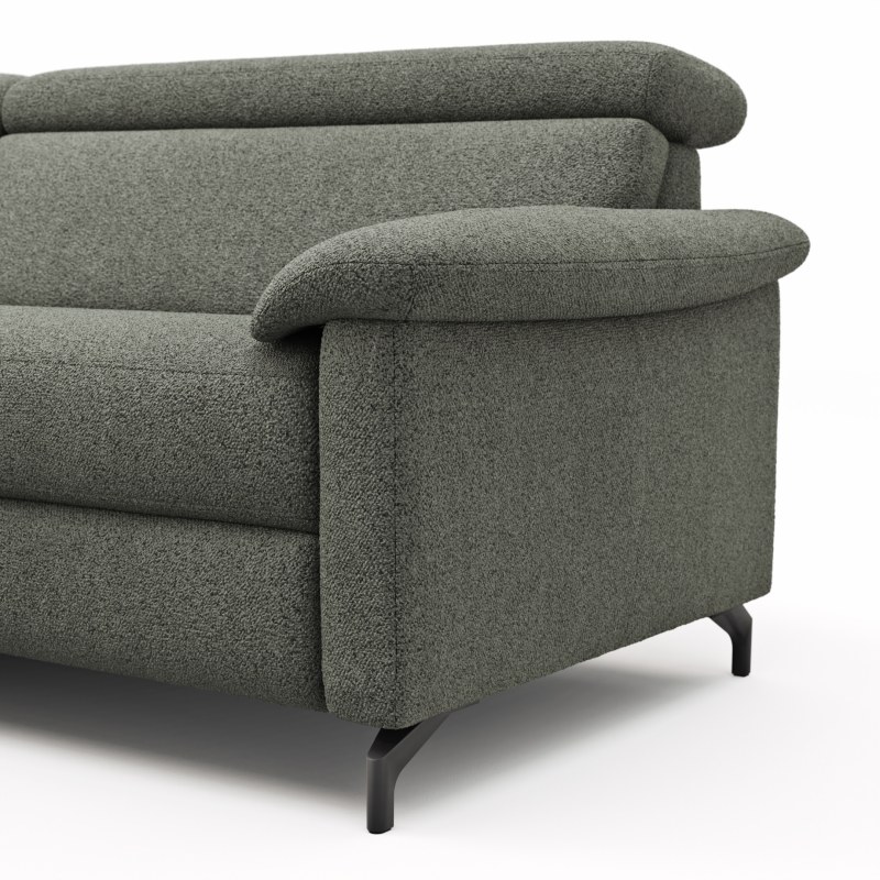 Ecksofa Paulina - Longchair links und 1-Sitzer, Kopfteil verstellbar motorisch, TV-Funktion motorisch, Stoff, Khaki