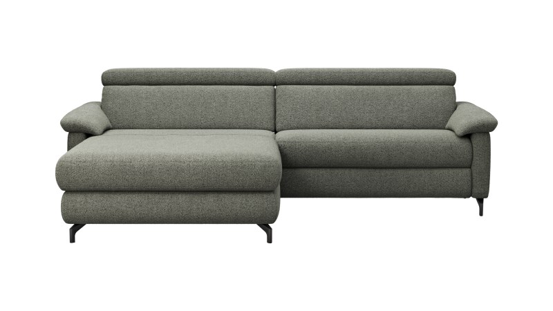 Ecksofa Paulina - Longchair links und 1-Sitzer, Kopfteil verstellbar motorisch, TV-Funktion motorisch, Stoff, Khaki