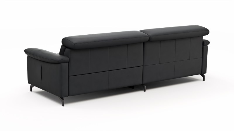 Ecksofa Paulina - Longchair links und 1-Sitzer, Kopfteil verstellbar motorisch, TV-Funktion motorisch, Leder, Schwarz