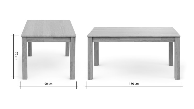 Esstische Dinner - ausziehbar, LB ca. 160x90 cm , Eiche bianco massiv
