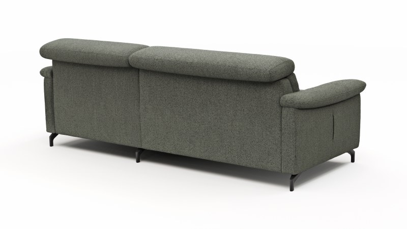 Ecksofa Paulina - 1-Sitzer mit Longchair rechts, Kopfteil verstellbar, Stoff, Khaki