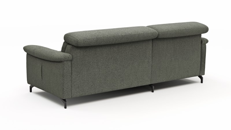 Ecksofa Paulina - Longchair links mit 1-Sitzer, Kopfteil verstellbar, Stoff, Khaki