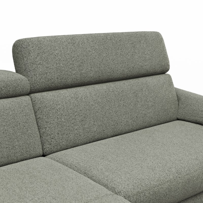 Ecksofa Paulina - Longchair links mit 1-Sitzer, Kopfteil verstellbar, Stoff, Khaki