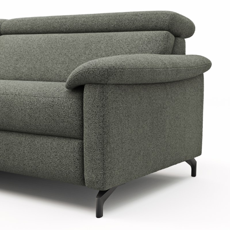 Ecksofa Paulina - Longchair links mit 1-Sitzer, Kopfteil verstellbar, Stoff, Khaki