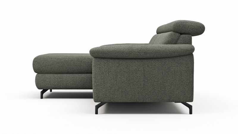 Ecksofa Paulina - Longchair links mit 1-Sitzer, Kopfteil verstellbar, Stoff, Khaki