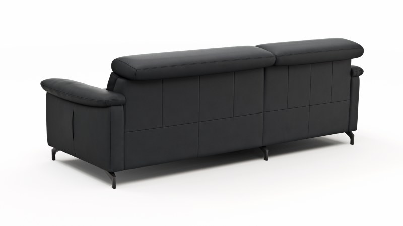 Ecksofa Paulina - Longchair links mit 1-Sitzer, Kopfteil verstellbar, Leder, Schwarz