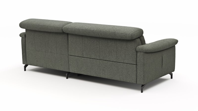 Ecksofa Paulina - 1-Sitzer mit Longchair rechts, Kopfteil verstellbar motorisch, TV-Funktion motorisch, Stoff, Khaki