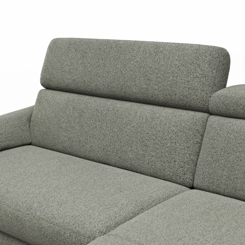Ecksofa Paulina - 1-Sitzer mit Longchair rechts, Kopfteil verstellbar motorisch, TV-Funktion motorisch, Stoff, Khaki