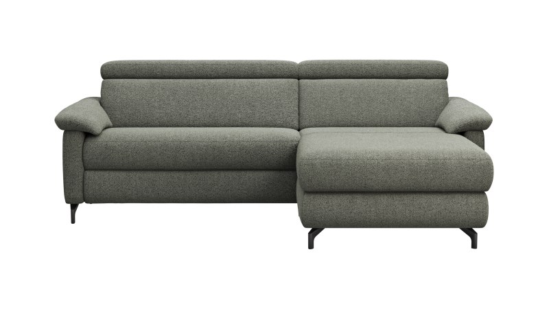 Ecksofa Paulina - 1-Sitzer mit Longchair rechts, Kopfteil verstellbar motorisch, TV-Funktion motorisch, Stoff, Khaki