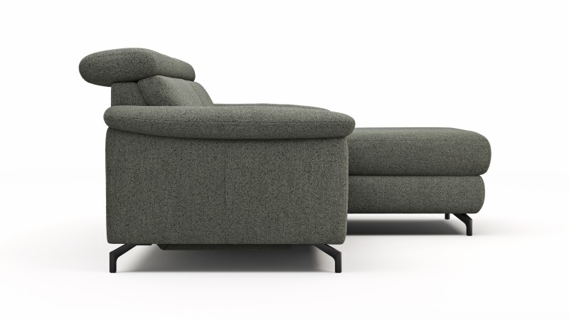 Ecksofa Paulina - 1-Sitzer mit Longchair rechts, Kopfteil verstellbar motorisch, TV-Funktion motorisch, Stoff, Khaki