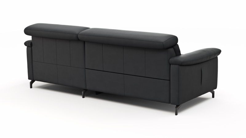 Ecksofa Paulina - 1-Sitzer mit Longchair rechts, Kopfteil verstellbar motorisch, TV-Funktion motorisch, Leder, Schwaz