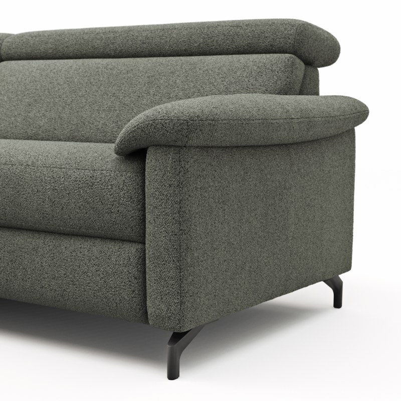 Ecksofa Paulina - Longchair links und 1-Sitzer, Kopfteil verstellbar motorisch, TV-Funktion motorisch, Stoff, Khaki